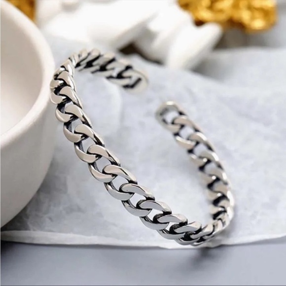 ⭐️ New 925 Sterling Silver Chain Cuff Bracelet - Picture 3 of 5
